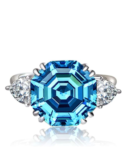 Light blue [R 0324] 925 Sterling Silver High Carbon Diamond Geometric Luxury Ring